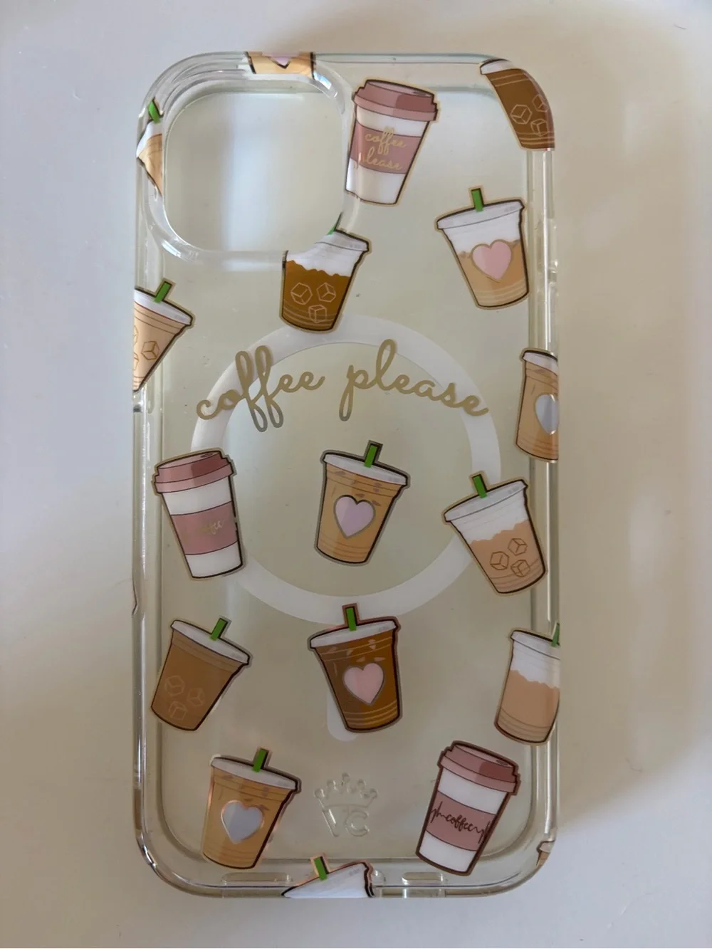Velvet Caviar iPhone 15 Coffee Please Clear Phone Case - mag safe